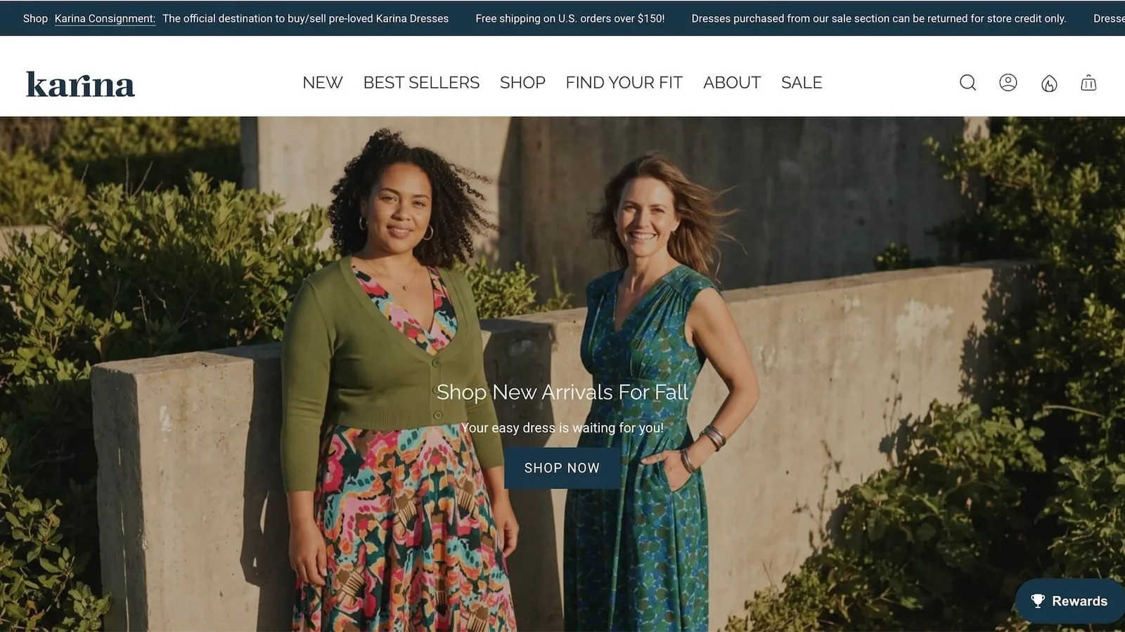 Karina Dresses homepage